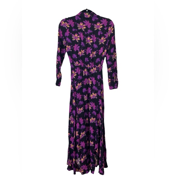 Maje Ritunia Floral Black Floral Slits Open Midi Dress Bloomingdales Mint 1 - Picture 3 of 4